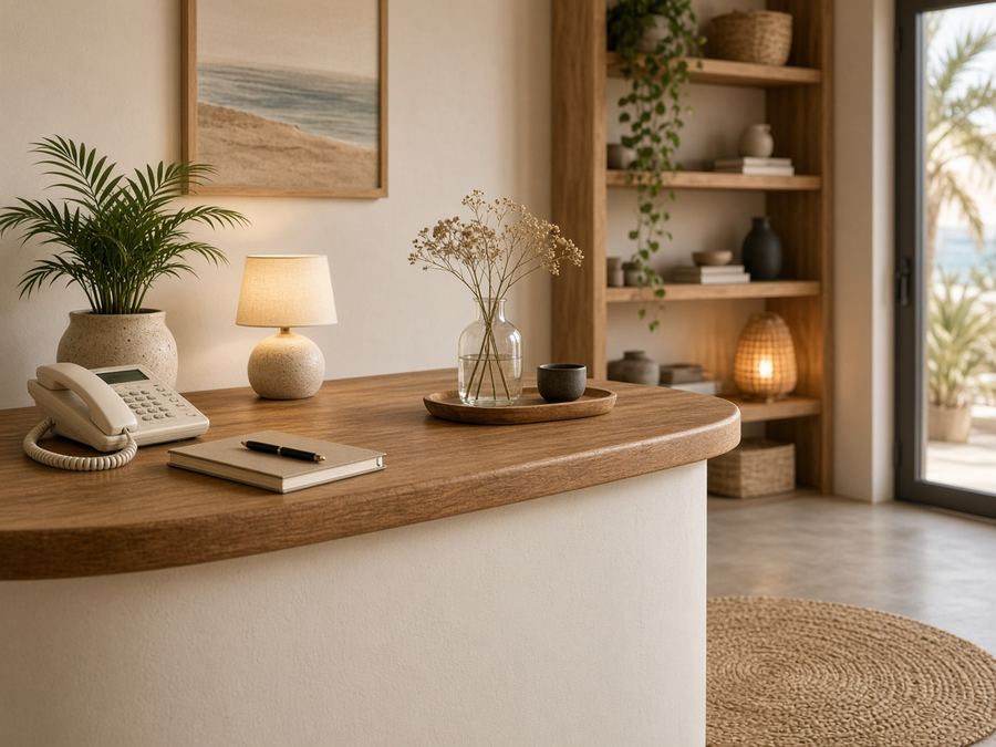 Contact desk at Solarwharf Studio in Doha