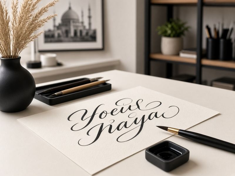 Brush lettering at Solarwharf Studio